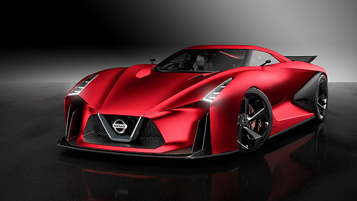 2015 Nissan Concept 2020 Vision Gran Turismo, red supercar front view, HD wallpaper