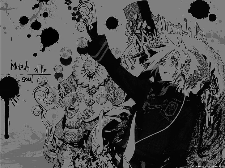 D Gray Man illustration, black, white, anime, D.Gray-man, Allen Walker