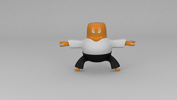 white, orange, and black plastic toy, 3D, human representation