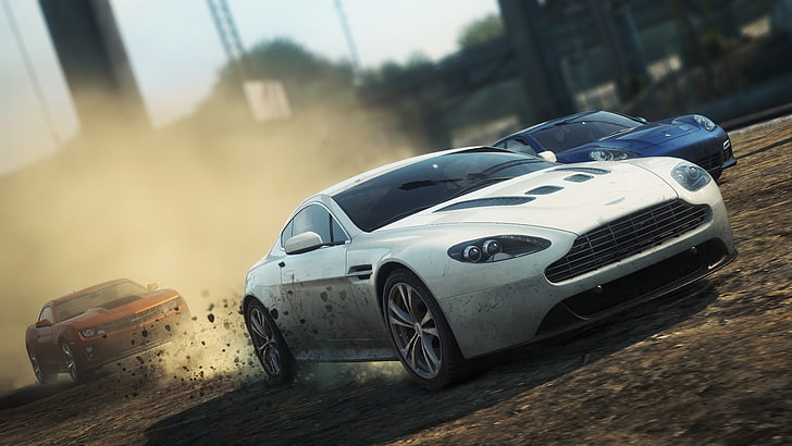 white sport coupe, the city, race, dust, need for speed most wanted 2
