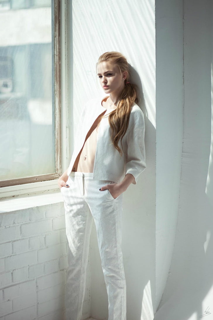 women, model, Alena Emelyanova, piercing, blonde, hair, one person, HD wallpaper
