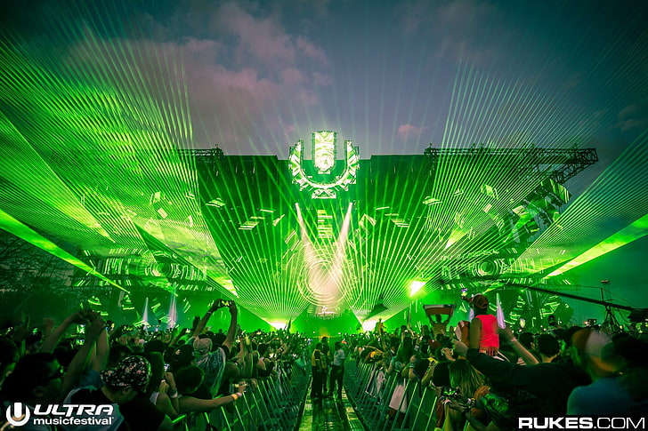 Crowds, Lasers, Lights, music, photography, Rukes.com, stages, HD wallpaper