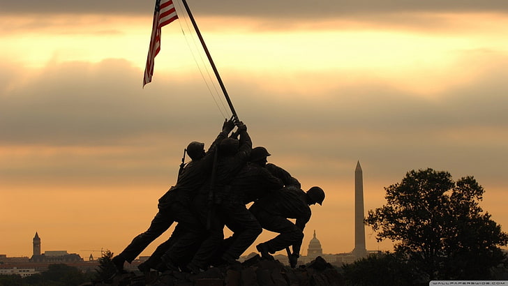 Iwo Jima, World War II, USMC, memorial, Washington, D.C., military, HD wallpaper