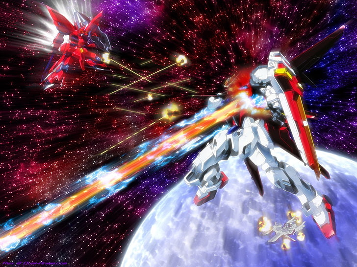 anime, Mobile Suit Gundam Wing, motion, night, illuminated