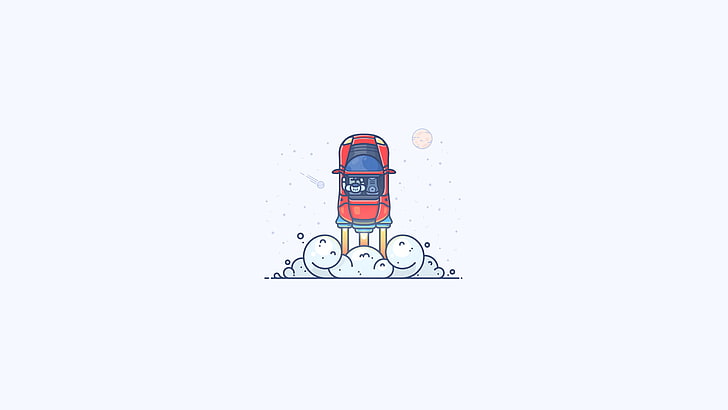 vehicle illustration, Tesla Motors, rocket, SpaceX, Tesla Roadster, HD wallpaper