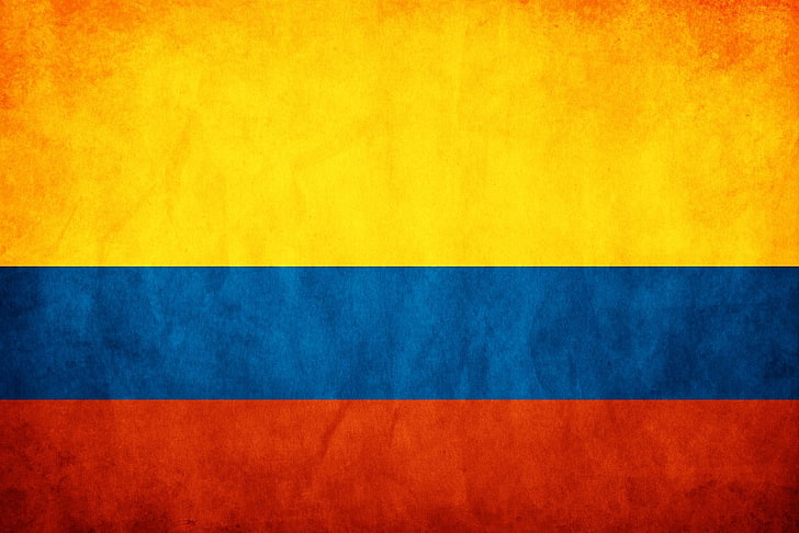 Colombia, flag, backgrounds, blue, orange color, yellow, textured, HD wallpaper
