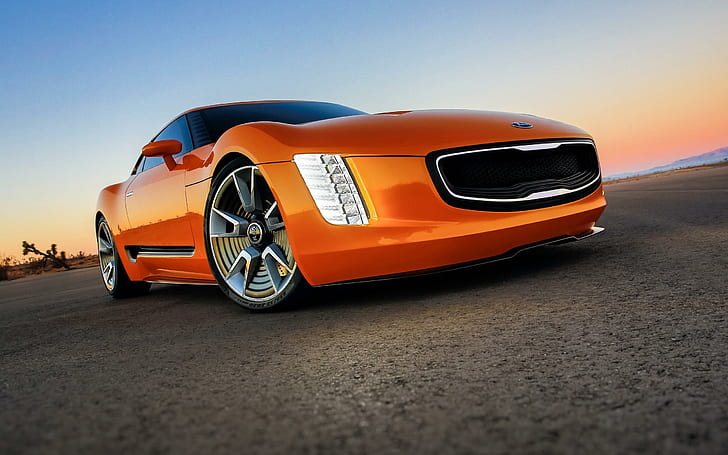 2014 Kia GT4 Stinger Concept 3, orange concept car, cars, HD wallpaper