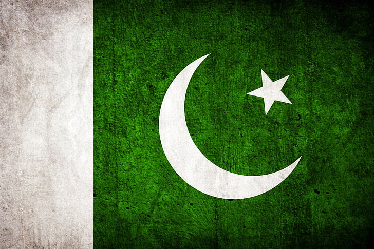 flag of pakistan, green color, no people, star shape, nature