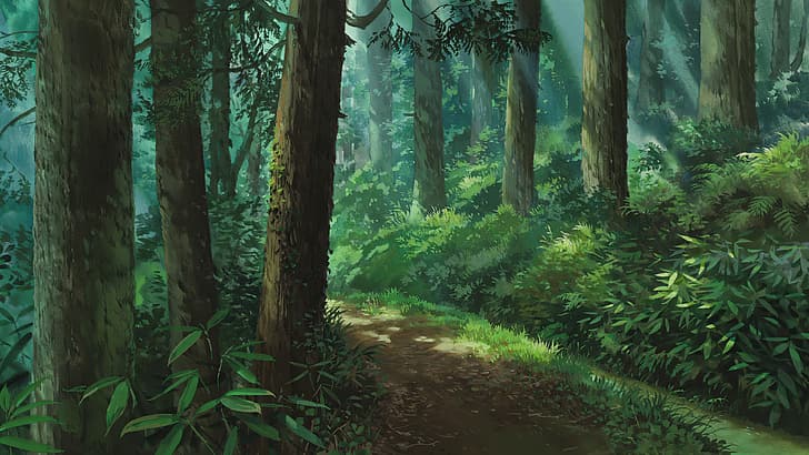 HD wallpaper: Studio Ghibli, forest, green background, trees | Wallpaper  Flare