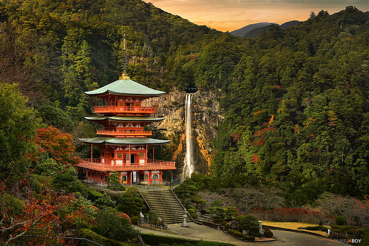 Temples, Japan, Nachi Falls, Seiganto-Ji, Wakayama, Wakayama Prefecture, HD wallpaper