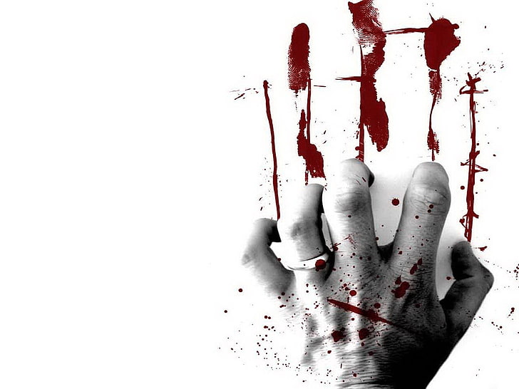 Dark, Blood, Hand, people, dirty, paint, violence, abstract, HD wallpaper