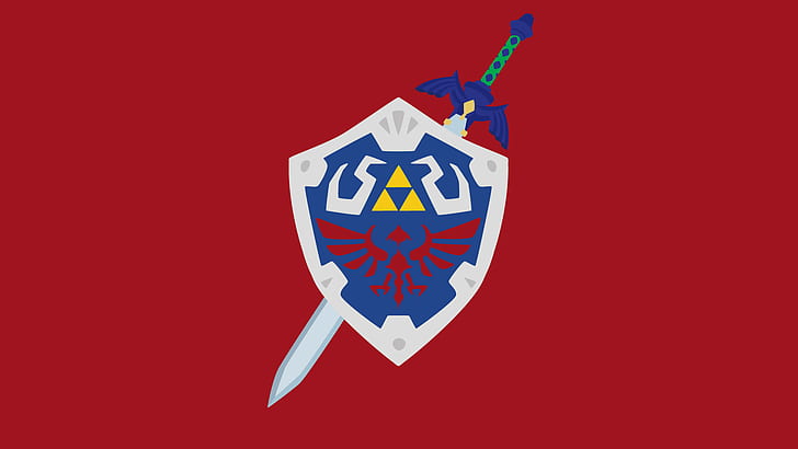Zelda Shield Sword Triforce Red Master Sword Hylian Shield Nintendo HD, HD wallpaper
