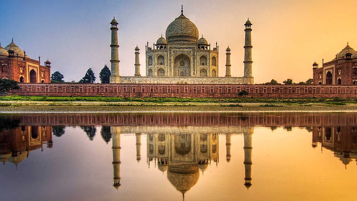 Taj Mahal, India, reflection, building, nature, Asian architecture