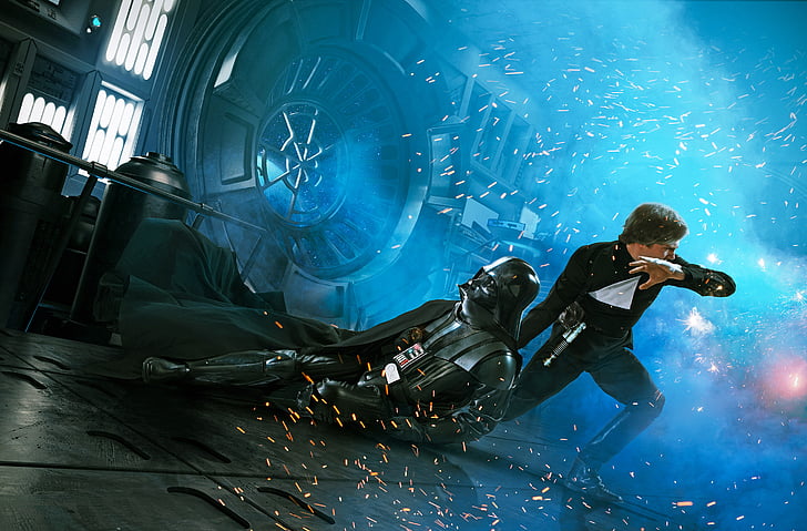 Star Wars Luke Skywalker and Darth Vader Return of the Jedi movie scene, HD wallpaper