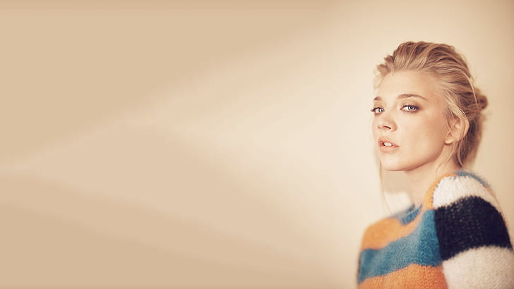 celebrity, Natalie Dormer, blonde, striped sweaters, women, HD wallpaper