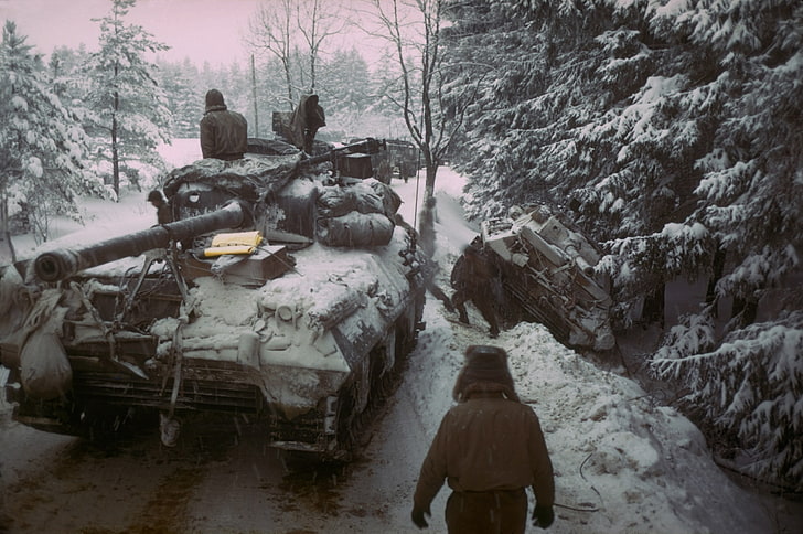 white tank, World War II, military, vintage, soldier, vehicle