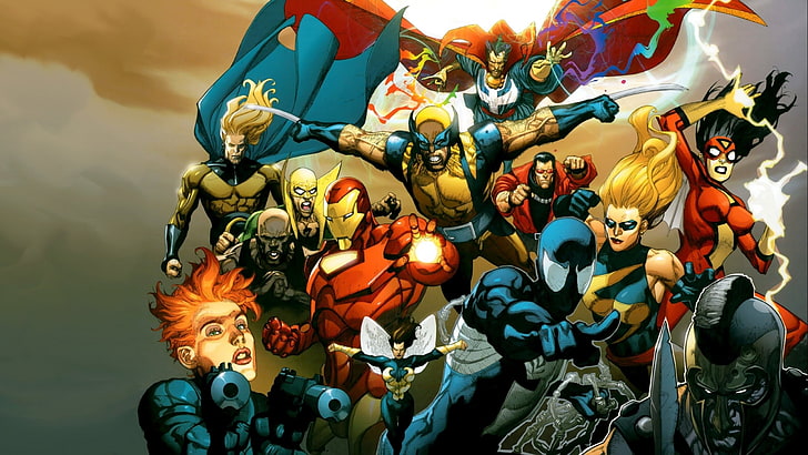 Marvel Comics, Wolverine, Iron Man, Spider-Man, Ms. Marvel, HD wallpaper