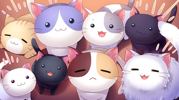 Anime, Nyan Cafe Macchiato, Cat, Cute, Smile, Stare