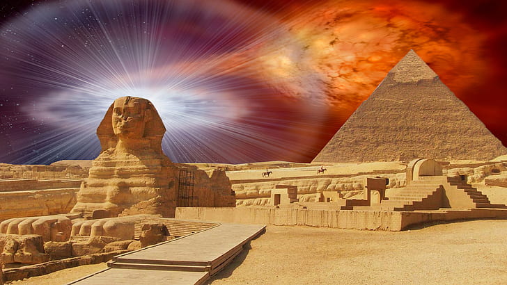 Egypt Pyramid The Great Sphinx Of Giza With The Pyramid Of Khafra In The Background Desktop Wallapepr For Mobile Phones Tablet And Pc 2560×1440, HD wallpaper