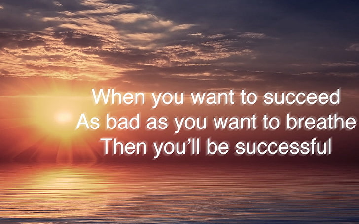 when you want to succeed as bad as you want to breathe then you'll be successful text, HD wallpaper