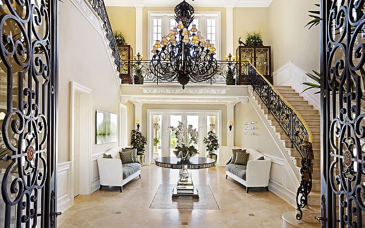 white and brown stair case, california, home, luxury, stairs