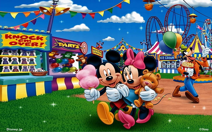 Mickey And Minnie In Circus Hd Wallpaper