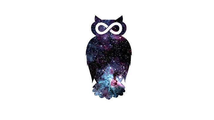 purple and white owl graphic, digital art, minimalism, animals, HD wallpaper