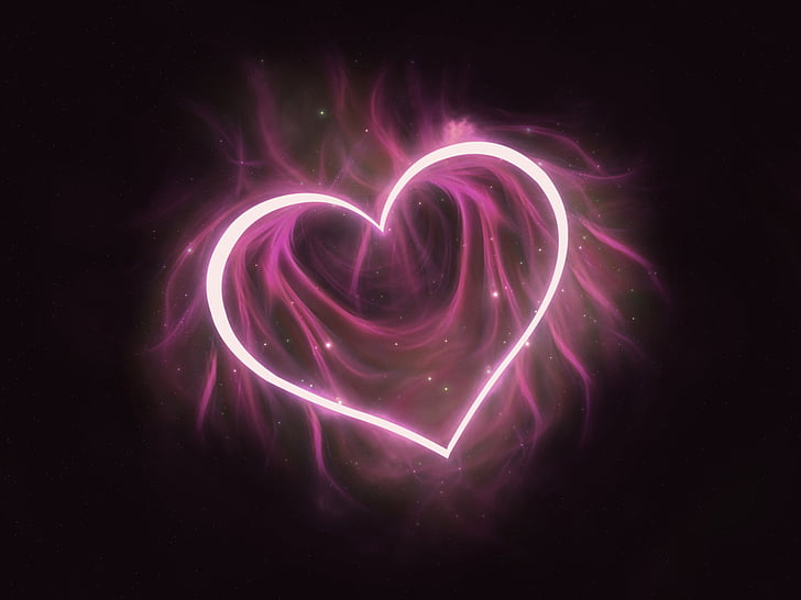 Artistic, Heart, Love, Nebula, Purple, glowing, creativity, HD wallpaper