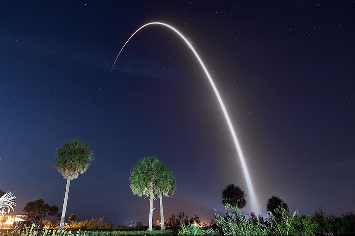 green leaf plant, SpaceX, rocket, photography, long exposure