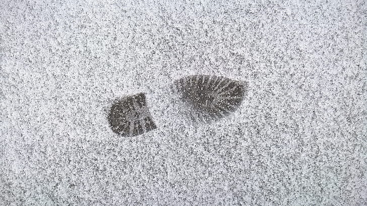 winter, background, pattern, snow, foot, sole, footprint
