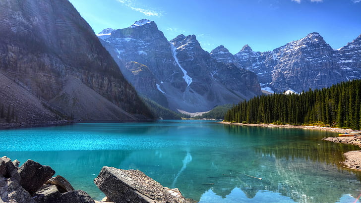 Lakes, Moraine Lake, Alberta, Banff National Park, Canada, Canadian Rockies, HD wallpaper