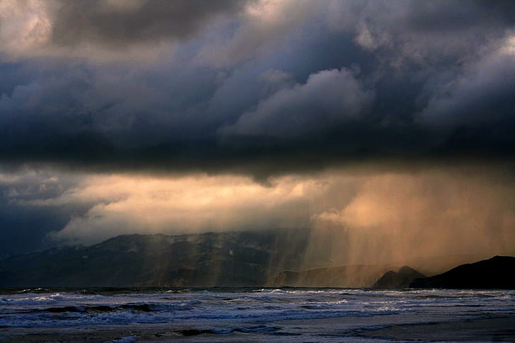 HD wallpaper: Landscapes Coast Storm Rain Clouds Ocean Sea HD Resolution |  Wallpaper Flare