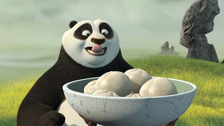 Kung Fu Panda, food, grass, plant, animal themes, no people, HD wallpaper