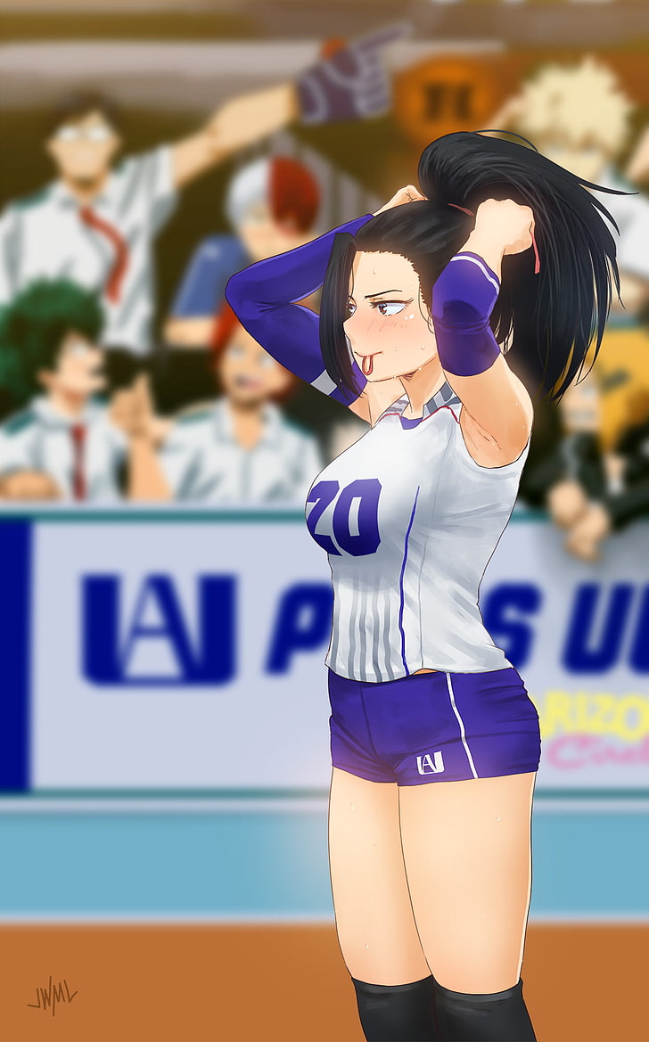 Boku no Hero Academia, Momo Yaoyorozu, volleyball, anime girls, HD wallpaper