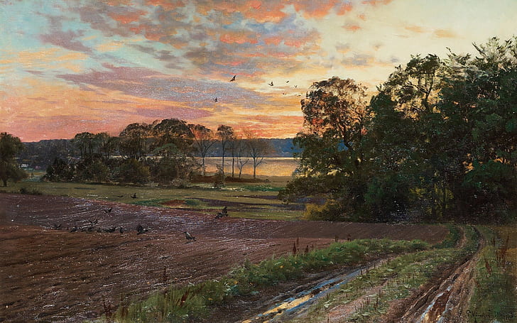 1893, Danish painter, Peter Merk Of Menstad, Peder Mørk Mønsted, HD wallpaper