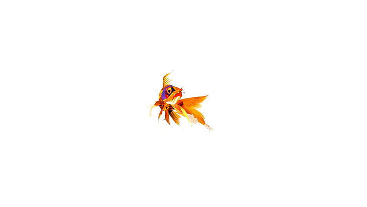 orange and red goldfish illustration, digital art, minimalism, HD wallpaper