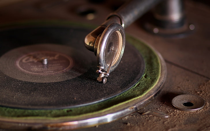 black and green vinyl player, music, phonographs, gramophone