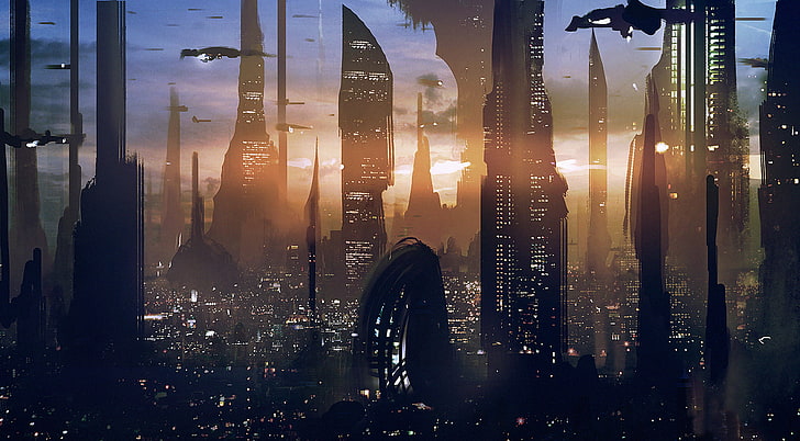 game application cover, Star Wars, Skyscraper, Coruscant, cityscape