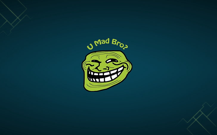 u mad bro? text meme, trollfeys, smile, background, figure, vector, HD wallpaper