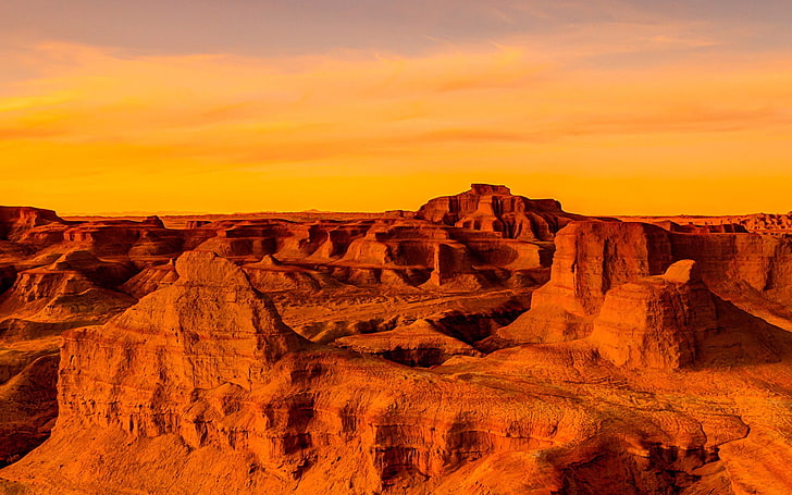 Gobi Desert Sunset-Windows 10 HD Wallpaper, brown canyon, rock HD wallpaper