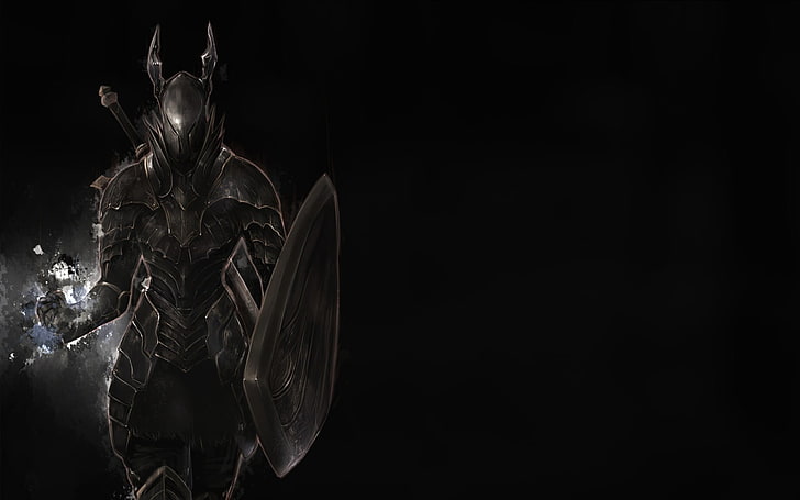 man wearing armor digital wallpaper, Dark Souls, black, Black knight
