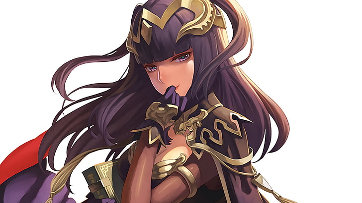 Tharja, anime girls, Fire Emblem, one person, white background