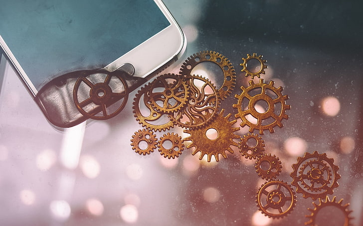 gears, technology, smartphone, indoors, no people, close-up, HD wallpaper