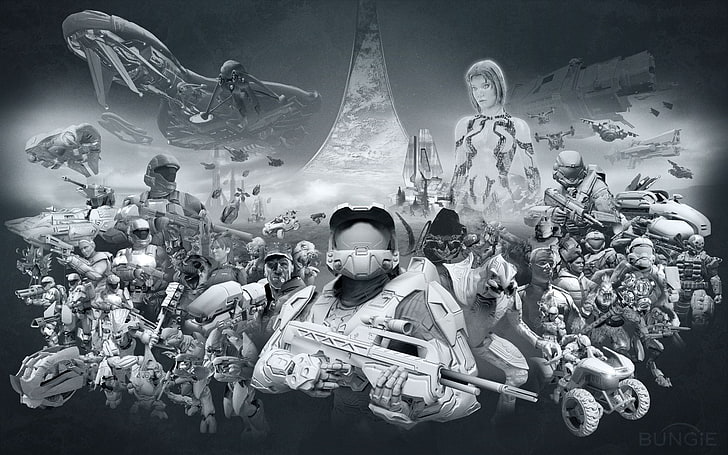 anime characters digital wallpaper, Halo, Master Chief, Cortana