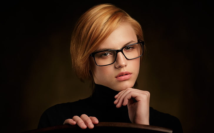 women with glasses, hands, portrait, model, Alex Rimsky, 500px, HD wallpaper