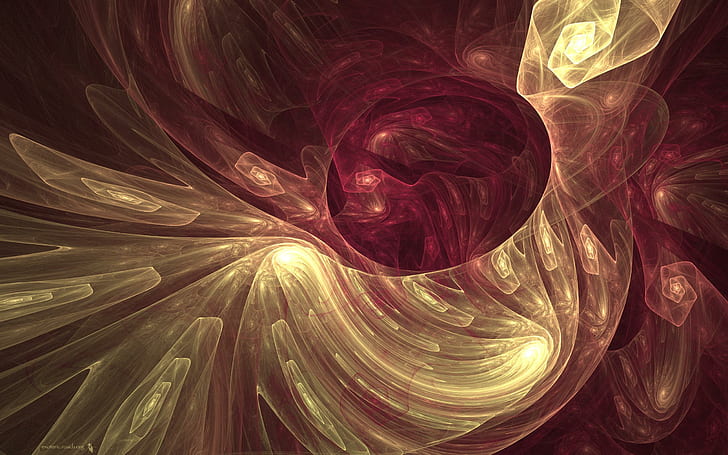 Wine And Roses Fractal 4karyn :), abstract, gold, burgundy, 3d and abstract, HD wallpaper