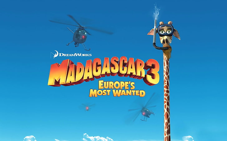Madagascar 3 Europe's Most Wanted movie, cartoon, giraffe melman, HD wallpaper