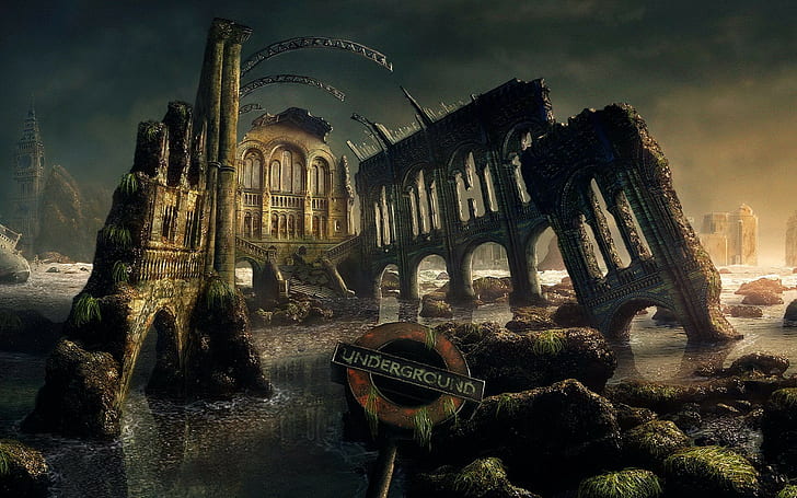 Apocalyptic, Abandoned, Fantasy World, Building, HD wallpaper