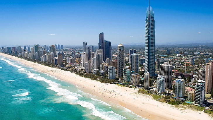 Gold Coast, Surfers Paradise, queensland, Australia, beach, HD wallpaper