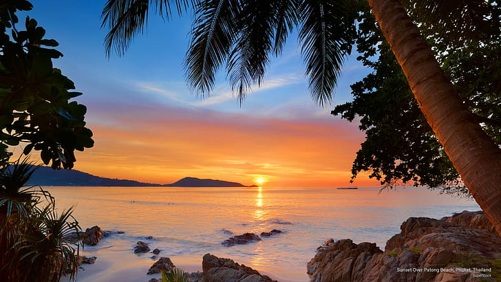 Sunset Over Patong Beach, Phuket, Thailand, Beaches, HD wallpaper
